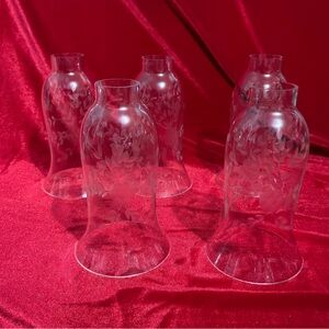 Etched Floral Glass Lamp Shades - Set of 5